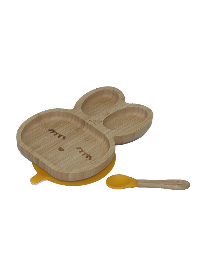 Mori Mori Rabbit Plate With Spoon And Silicone Suction - Yellow - Image 2