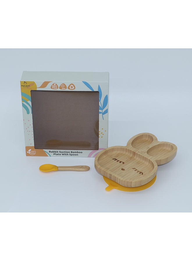 Mori Mori Rabbit Plate With Spoon And Silicone Suction - Yellow - Image 5