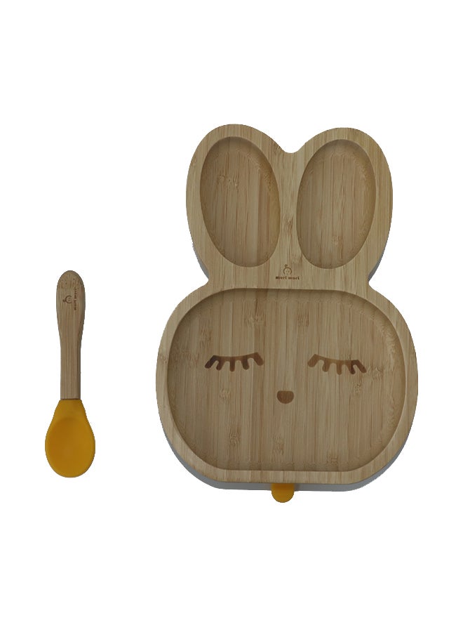 Mori Mori Rabbit Plate With Spoon And Silicone Suction - Yellow - Image 3