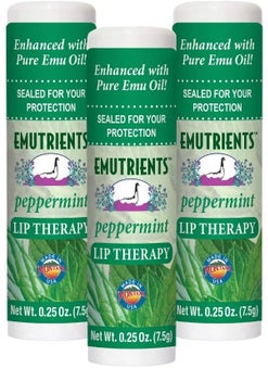 Montana Emu Ranch Montana Emu Ranch  Lip Therapy Lip Balm  025 Ounce  Peppermint Flavor  3 Pack  Made with Pure Emu Oil 