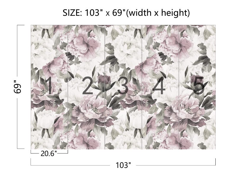 Cliouar-Vintage Purple Pink Rose Bedroom Living Room Decor Wallpaper Mural Bedroom Living Room Decor 103" x 69"(Not Self-Adhesive) - Image 3