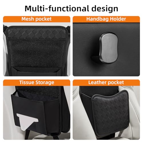 Veitail Purse Holder for Car,Car Purse Holder Between Seats,PU Leather Seat Back Organizer,Large Capacity Bag,Car Net Pocket Handbag Holder,Pet Barrier(Black) - Image 4