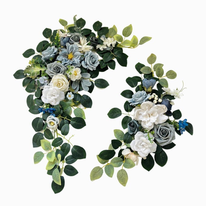 PACK OF 2 WEDDING ARCH ARTIFICIAL FLOWERS WEDDING DECORFLOWER GARLAND BE SUITED TO BANQUET PARTY RECEPTION ENTRANCE WELCOME SIGN AND BACKGROUND DECORATION BLUE