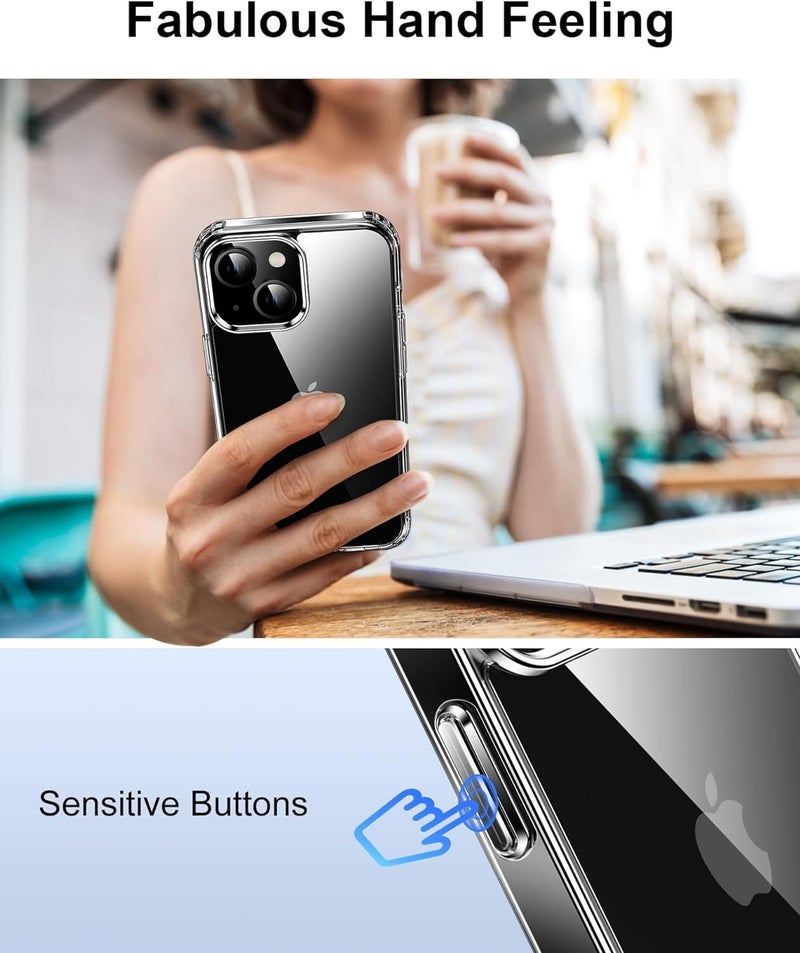 Sounce TPU Transparent Hard Back Cover for iPhone 13 Scratch Resistant Case Shockproof Premium Clarity Armor Sleek Design Shield with Polycarbonate Protection for iPhone 13 [Crystal Transparent] - Image 5