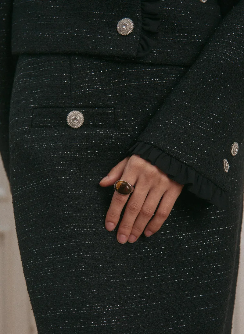 ليتشي خاتم بحجر بيضاوي كبير