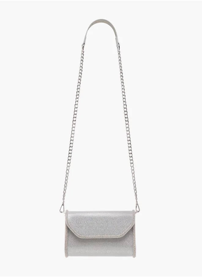 فلورا بيلا من شو إكسبرس Women Embellished Crossbody Bag with Detachable Chain Strap and Flap Closure