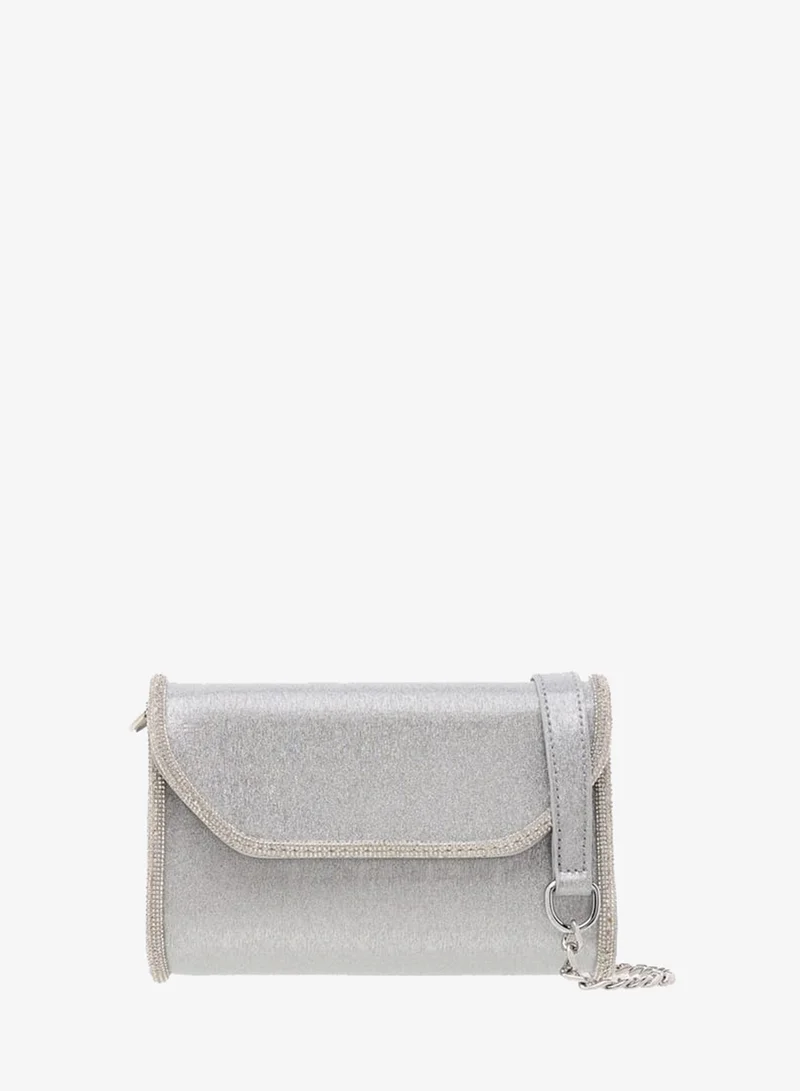Women Embellished Crossbody Bag with Detachable Chain Strap and Flap Closure Ramadan Collection