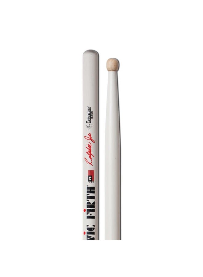 Vic FIrth - Corpsmaster® Signature Snare Drumsticks - Ralphie Hardimon Jr. - Wood Tip - White - Image 1