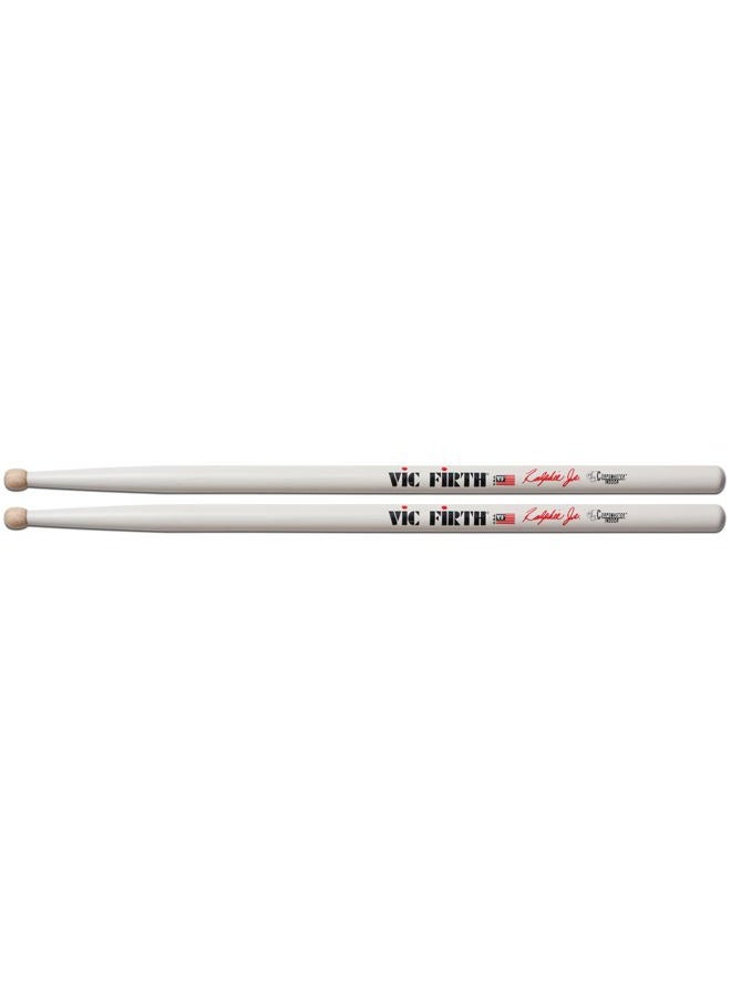 Vic FIrth - Corpsmaster® Signature Snare Drumsticks - Ralphie Hardimon Jr. - Wood Tip - White - Image 3
