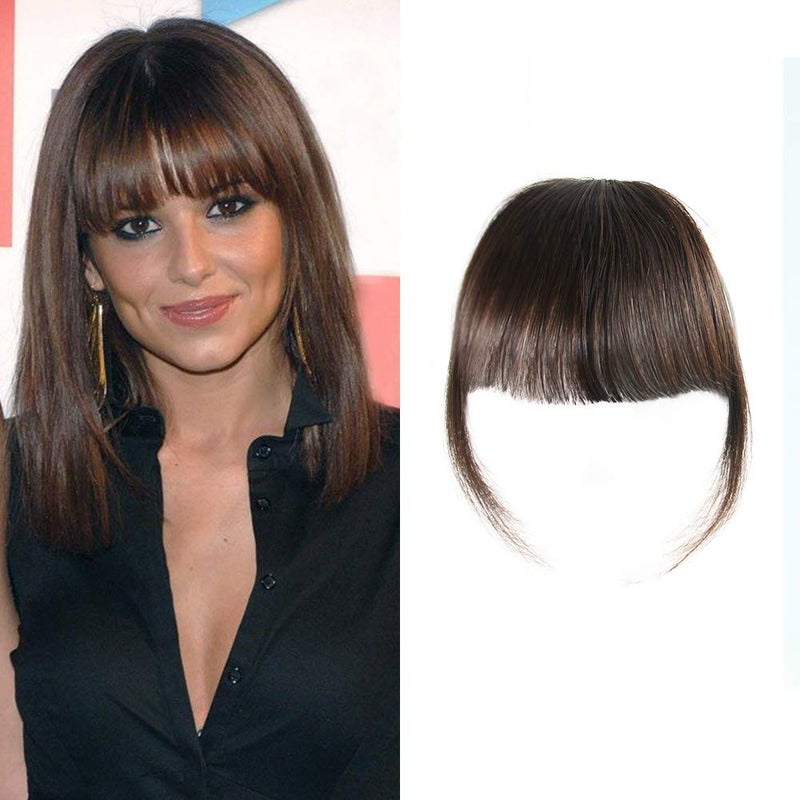 Shinon Clip in Bangs Dark Brown Human Hair Bang Fringe Hair Real Natural Fashion Clip in Hair Extension