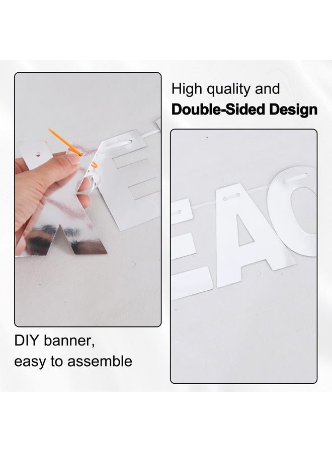 BEISHIDA 116 PCS A-Z DIY Letter Banner Kit Make Your Own Banner Including 111 Letters and Numbers 3 Rope and 2 Threading Device,Customized for Birthday Graduation Wedding Decor Double-sided Silver - Image 2