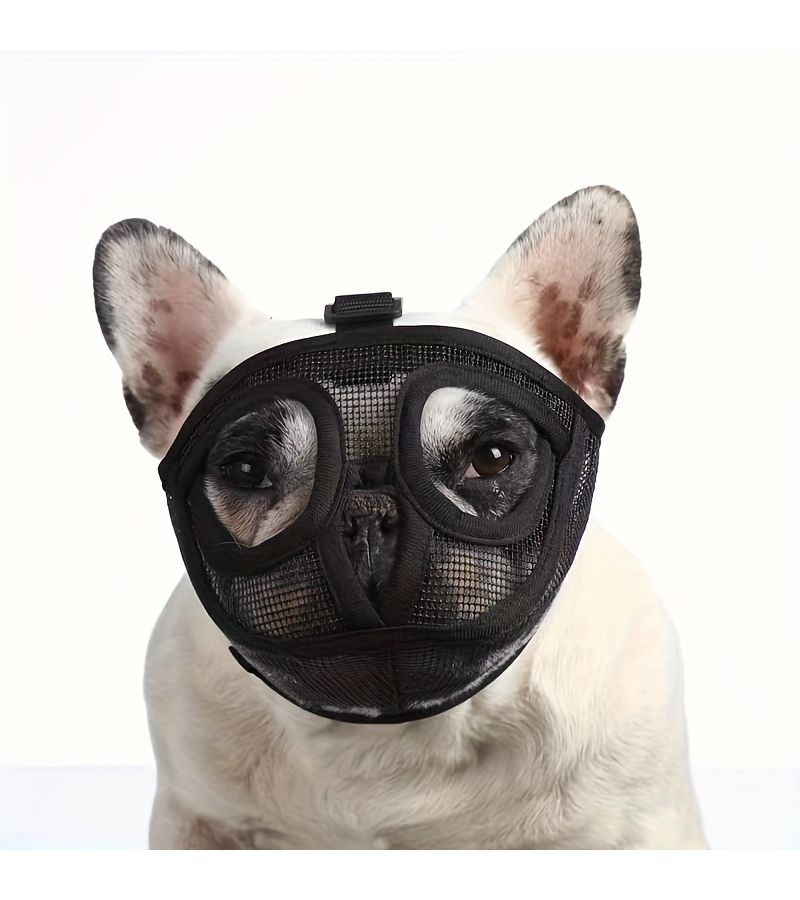 Black Bulldog Mouth Cover Anti Bite Eating Mask For Short Mouth Dogs Size L - Image 1