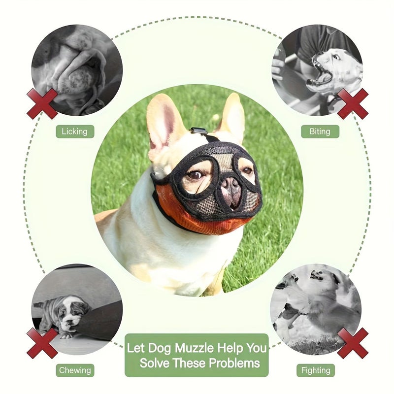 Black Bulldog Mouth Cover Anti Bite Eating Mask For Short Mouth Dogs Size L - Image 3