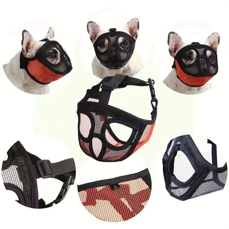 Black Bulldog Mouth Cover Anti Bite Eating Mask For Short Mouth Dogs Size L - Image 5