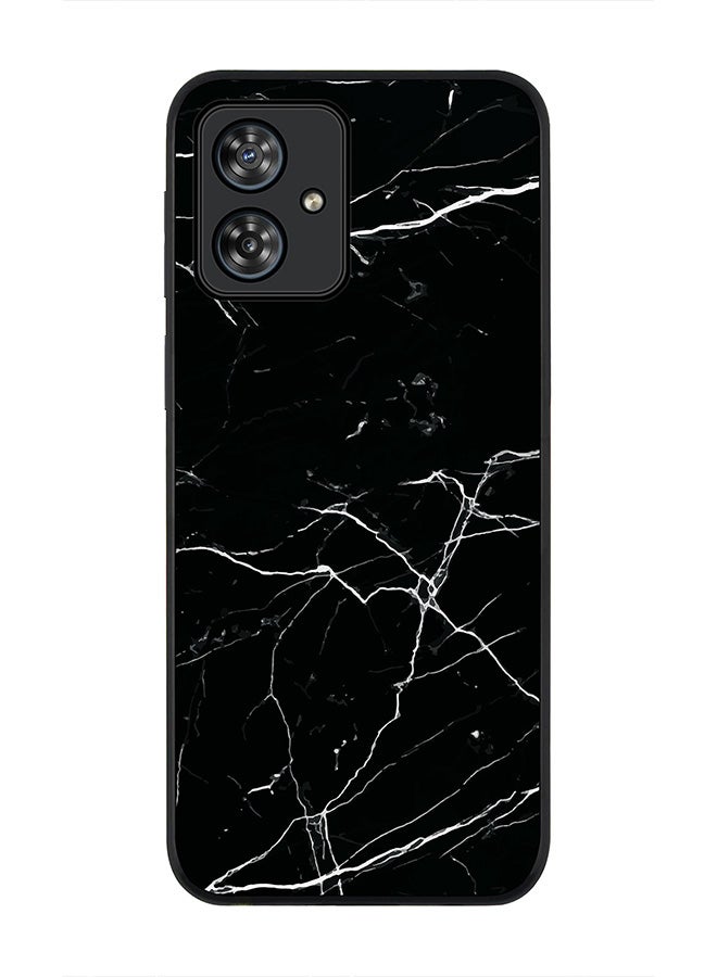 Stylizedd Rugged Black edge case for Motorola Moto G54 / Motorola Moto G54 Power / Motorola Moto G64 5G, Slim fit Flexible Thin Cover - Marble Print Black - Image 1