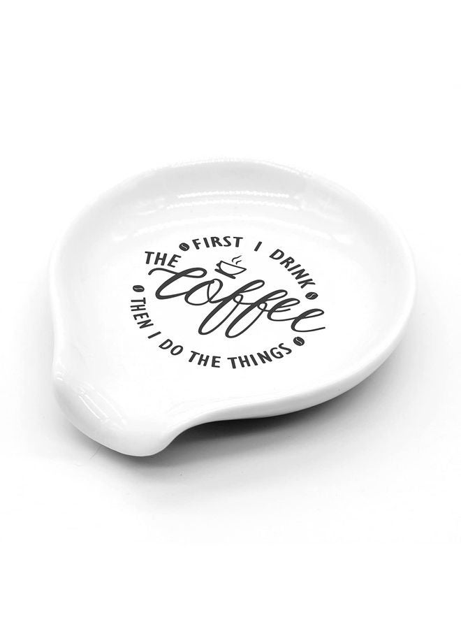 HOMESTAR Coffee Spoon Rest, Mini Coffee Spoon Holder, Cute Small Ceramic Spoon Rest for Home Bar Coffee Station Accessories Décor, for Coffee Stirrers, Tea Spoon, Coffee Lovers Gift for Girls Women, Coffe Time - Image 1