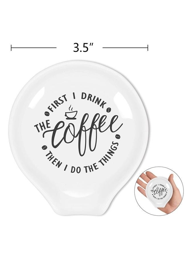 HOMESTAR Coffee Spoon Rest, Mini Coffee Spoon Holder, Cute Small Ceramic Spoon Rest for Home Bar Coffee Station Accessories Décor, for Coffee Stirrers, Tea Spoon, Coffee Lovers Gift for Girls Women, Coffe Time - Image 3