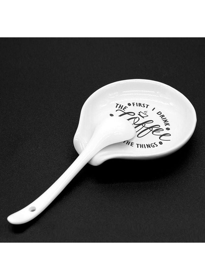 HOMESTAR Coffee Spoon Rest, Mini Coffee Spoon Holder, Cute Small Ceramic Spoon Rest for Home Bar Coffee Station Accessories Décor, for Coffee Stirrers, Tea Spoon, Coffee Lovers Gift for Girls Women, Coffe Time - Image 5