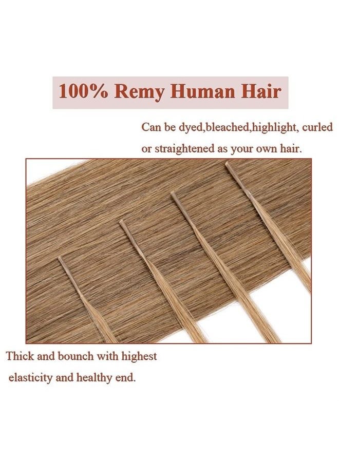 Rich Choices - 100 Strands/Pack I Tip Remy Human Hair Extensions Pre Bonded Keratin Stick In Hair Extensions Cold Fusion Hair Piece For Women Long Straight #12 Golden Brown 16'' 50g - Image 1