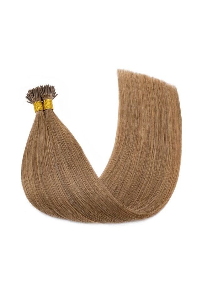 Rich Choices - 100 Strands/Pack I Tip Remy Human Hair Extensions Pre Bonded Keratin Stick In Hair Extensions Cold Fusion Hair Piece For Women Long Straight #12 Golden Brown 16'' 50g - Image 1