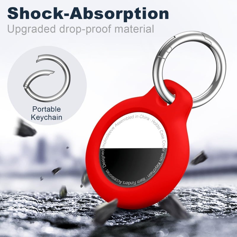 MOLOSLEEVE Case for AirTag 2nd Gen (2026) & 1st Gen, Shockproof Holder Anti-Scratch Protective Cover for Air Tags, Men's Women's Keyrings & Keychains for Keys, Luggage, Bags, Red - Image 5