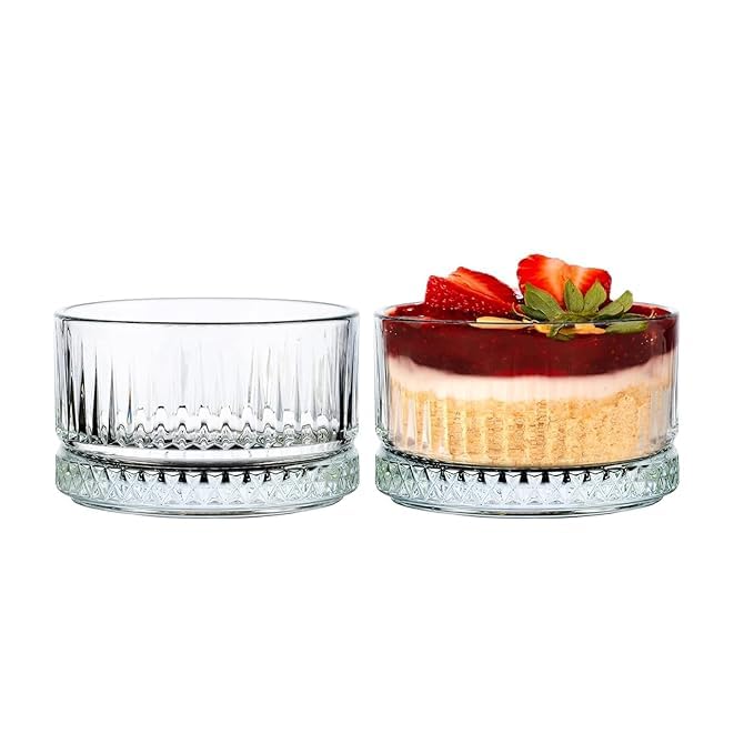 Red-Rubby Crystal Bowls Set for Kitchen Prep, Glass Pinch Bowls for Cooking and Serving, Great for Salad, Sauce, Dipping, Dessert and Side Dishes, Set of 2 - Image 1