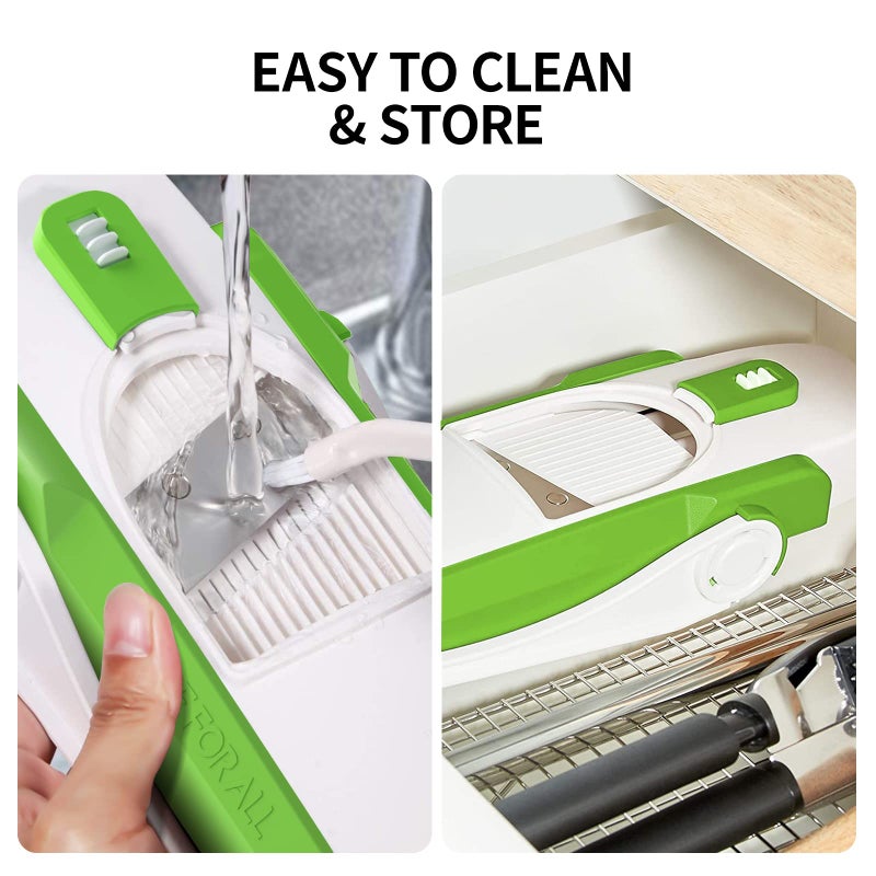 QYKIC Safe Mandoline Slicer 5 in 1 Vegetable Chopper Food Potato Cutter, Strips Julienne Dicer Adjustable Thickness 0.1-8 mm Kitchen Chopping Artifact Fast Meal Prep - Image 5