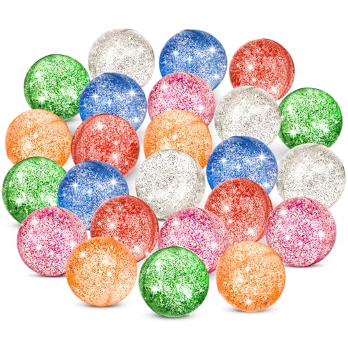 Hxezoc 24 Pcs Glitter Bouncy Balls for Kids 32mm 6 Colors Rubber Bounce Balls Bulk for Party Favors Goodie Bag Fillers Easter Gift Bag Stuffers Basket Stuffers Classroom Prizes - Image 1