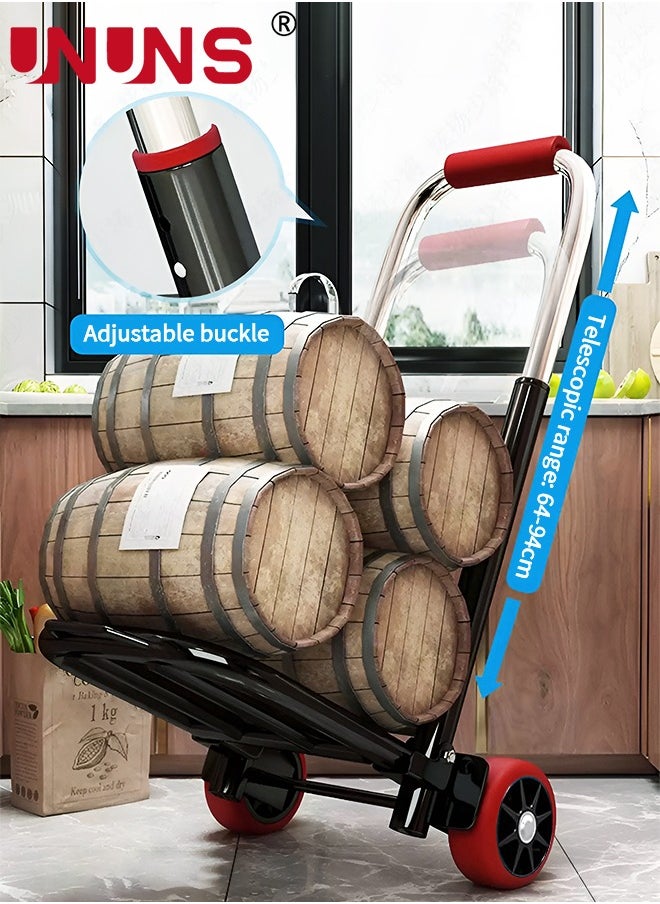 UNUNS Foldable Hand Truck,Heavy Duty Luggage Trolley Cart With Telescoping Handle And Rubber Wheels,For Luggage,Travel,Auto,Moving And Office Use  - Image 2