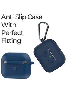 Generic Silicone Shockproof Protective Case Cover for AirPods Pro Dark Blue, Shock Resistant with Durable Anti-Lost Carabiner to Securely Attach AirPods to Handbags, Suitcases, Pants Keychain Dark Blue  - Image 4