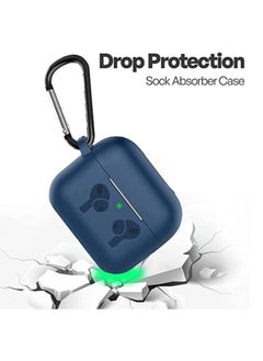 Generic Silicone Shockproof Protective Case Cover for AirPods Pro Dark Blue, Shock Resistant with Durable Anti-Lost Carabiner to Securely Attach AirPods to Handbags, Suitcases, Pants Keychain Dark Blue  - Image 2