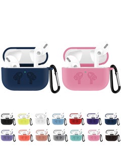 Generic Silicone Shockproof Protective Case Cover for AirPods Pro Dark Blue, Shock Resistant with Durable Anti-Lost Carabiner to Securely Attach AirPods to Handbags, Suitcases, Pants Keychain Dark Blue  - Image 3
