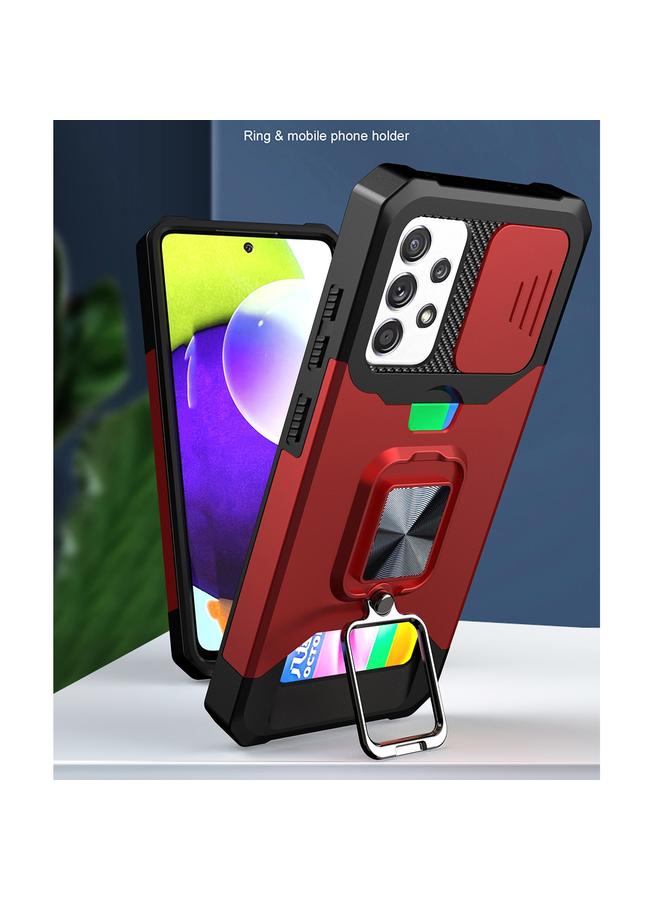 اس-توب جراب لهاتف Samsung Galaxy A52 بتصميم غطاء كاميرا منزلق مصنوع من مادة PC + TPU مقاوم للصدمات مع حامل حلقي وفتحة بطاقة - Image 4