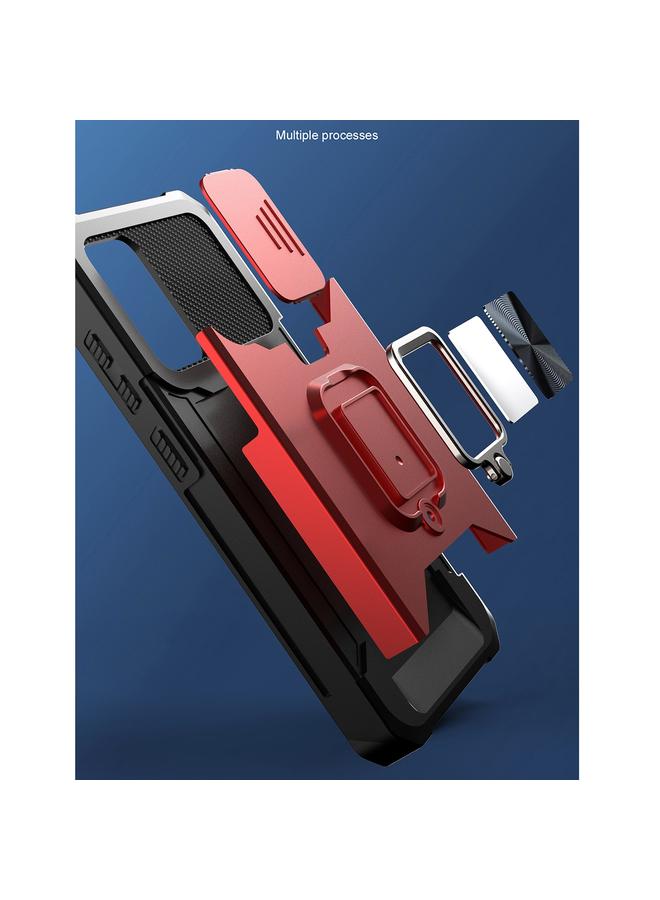 اس-توب جراب لهاتف Samsung Galaxy A52 بتصميم غطاء كاميرا منزلق مصنوع من مادة PC + TPU مقاوم للصدمات مع حامل حلقي وفتحة بطاقة - Image 3