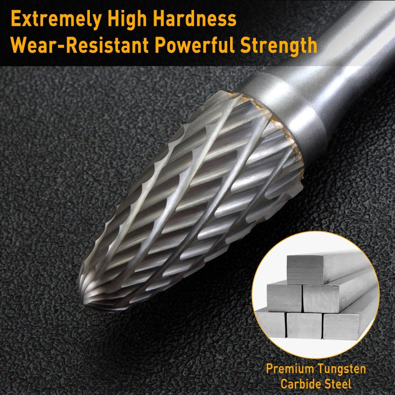 FOTYBEI 10 Pcs Carbide Burr Set 1/4 Shank w/Big Beech Holder Die Grinder Bits Drill Bits Grinding Bits for Metal Rotary Tool Attachment Accessories Rasp Weld Wood Stone for Milwaukee Dewalt - Image 4