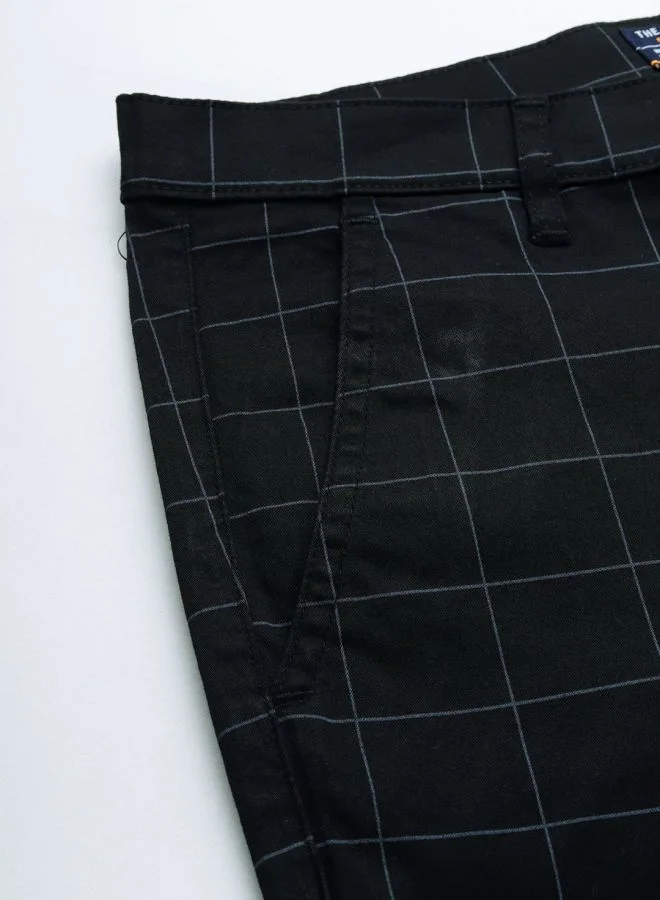 The Indian Garage Co Men Slim Fit Checked Mid-Rise Chinos