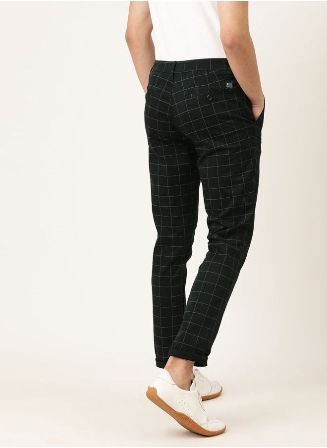 The Indian Garage Co Men Slim Fit Checked Mid-Rise Chinos  - Image 2