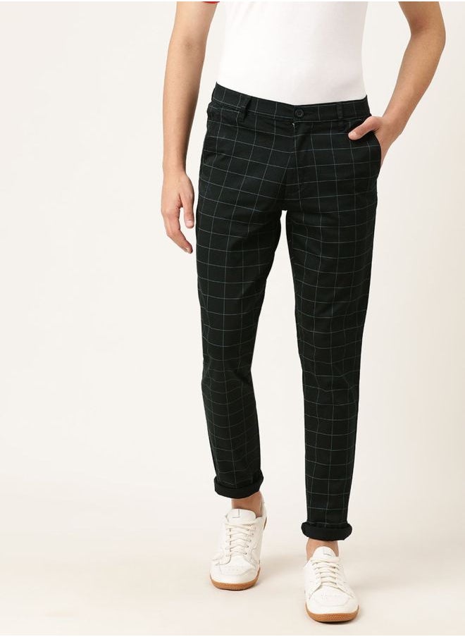 The Indian Garage Co Men Slim Fit Checked Mid-Rise Chinos  - Image 1