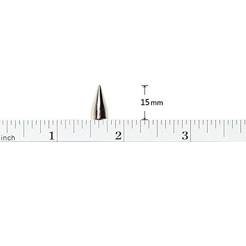 DYWISHKEY 100pcs 15mm Bullet Cone Spike and Stud Metal Screw Back for DIY Leather-Craft - Image 2