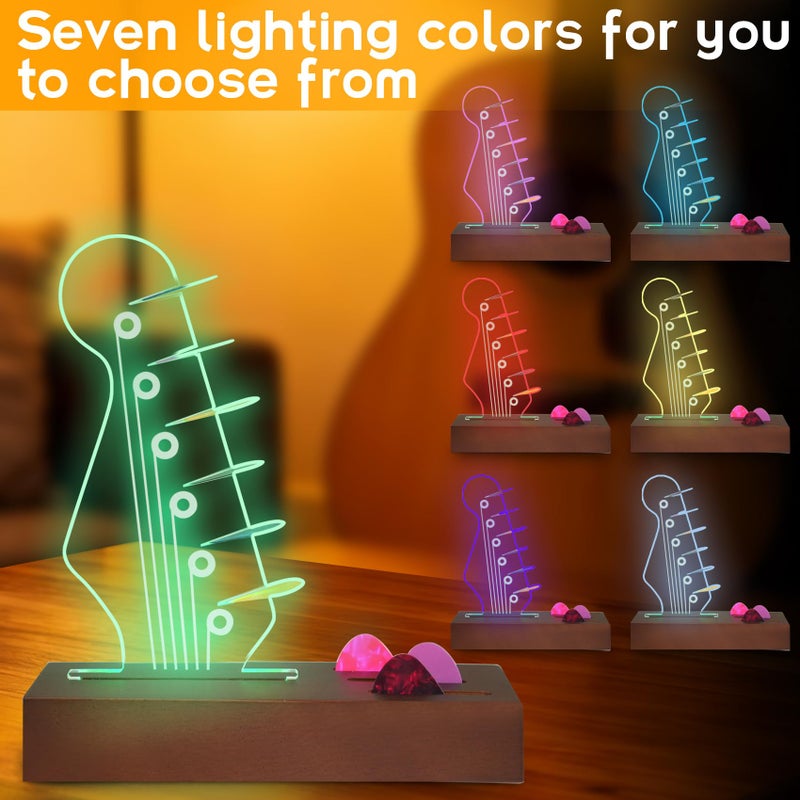 Maymalze Light Up Guitar Pick Holder,With 7-Color LED Light USB Powered Acrylic Guitar Pick Display,Guitar Accessories,Gift for Men/Musicians Guitar Lover Player(Without a Guitar Pick) - Image 3