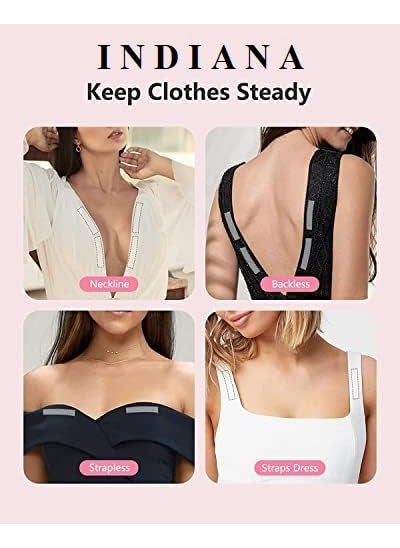 Indiana as offered by nature Indiana 216 Strips Double Sided Fashion Body Tape Clothing and Body All Day Strength Invisible Dress Tape Gentle to stick on Skin and clothes Transparent  - Image 3