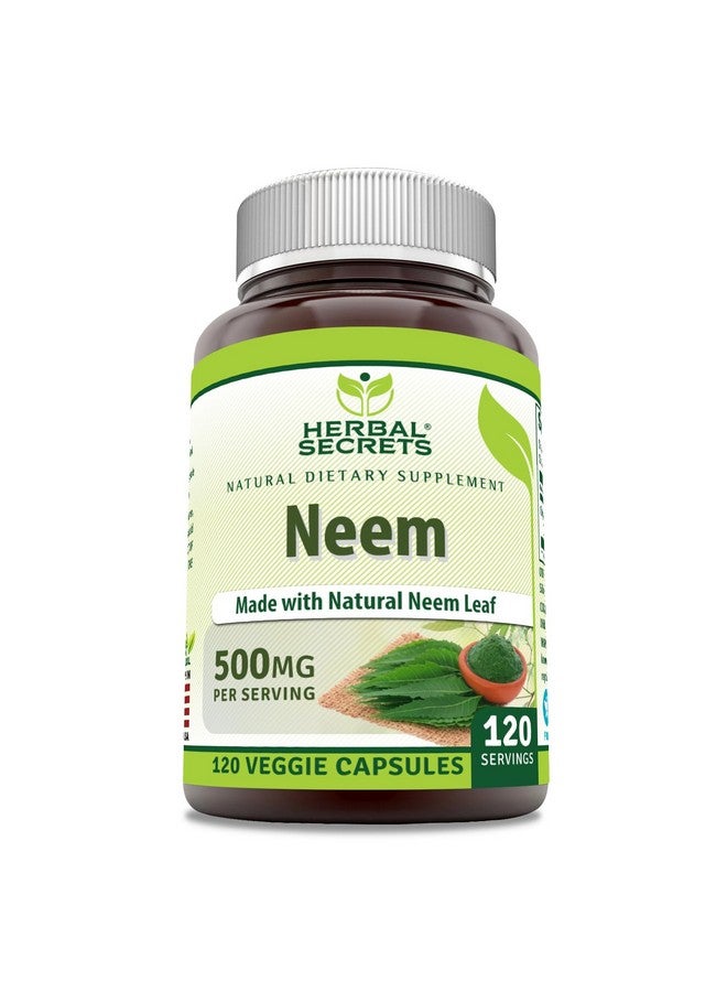 Herbal Secrets Neem Supplement | 500 Mg Per Serving | 120 Veggie Capsules | Non-GMO | Gluten Free | Made in USA - Image 1