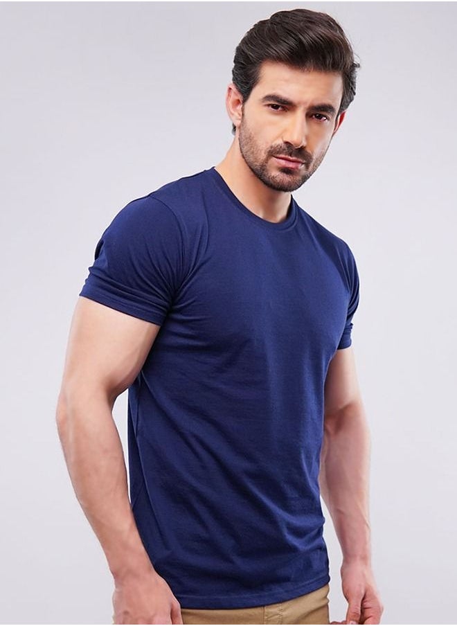 Mendeez Cotton Crew Neck T-Shirt for Men Solid Navy Blue Short Sleeve. - pzsku/ZCC6084009FBD3709E81FZ/45/_/1679916158/2446fd01-6099-4f8b-a020-1bbf968edd5d