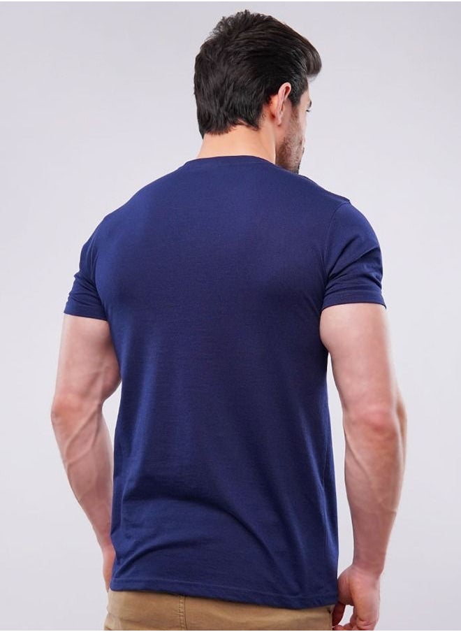 Mendeez Cotton Crew Neck T-Shirt for Men Solid Navy Blue Short Sleeve. - pzsku/ZCC6084009FBD3709E81FZ/45/_/1679916159/eaec282d-4fba-4955-a77e-e576322c4032