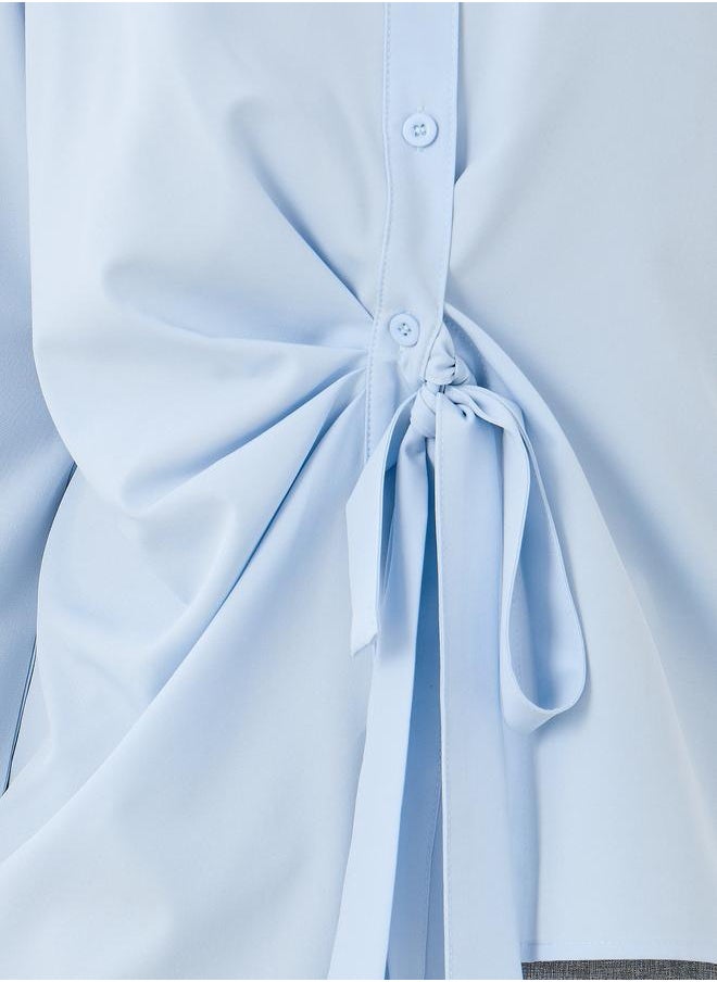 Take Two Take Two Solid Buttoned Top with Tie-Up Detail  - Image 3