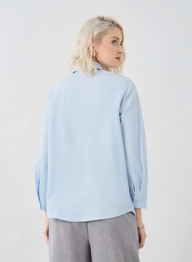 Take Two Take Two Solid Buttoned Top with Tie-Up Detail
