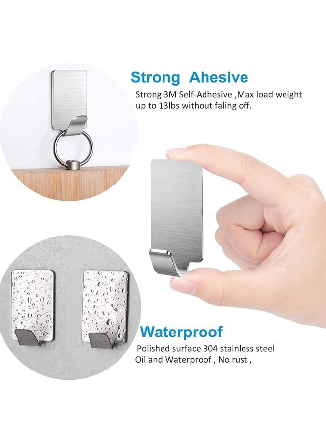إيروريكس خطافات لاصقة متينة لتعليق المناشف من الفولاذ المقاوم للصدأ، خطافات لاصقة لتعليق المطبخ والحمام والمنزل، عبوة من 8 قطع - Image 2