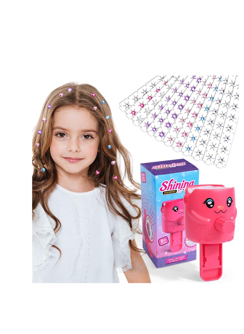 Excefore Hair Gem Stamper, Hair Bedazzler Kit with Rhinestones, Hair Glitter Stamper, Hair Glitter Machine for Women, with 10 Different Types of 120 Glitter Diamonds, for Fashion Decoration, Wedding - Image 1
