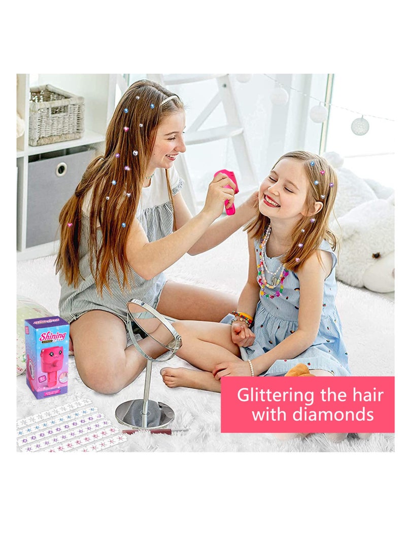 Excefore Hair Gem Stamper, Hair Bedazzler Kit with Rhinestones, Hair Glitter Stamper, Hair Glitter Machine for Women, with 10 Different Types of 120 Glitter Diamonds, for Fashion Decoration, Wedding - Image 3