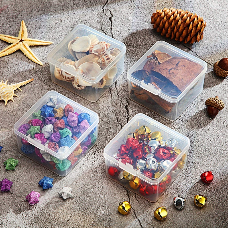 SATINIOR 24 Packs Small Clear Plastic Beads Storage Containers Box with Hinged Lid for Storage of Small Items, Crafts, Jewelry, Hardware (2.48 x 2.48 x 1.57 Inches) - Image 5